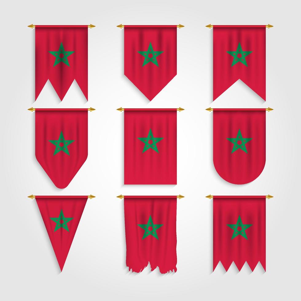 Morocco flag in different shapes vector