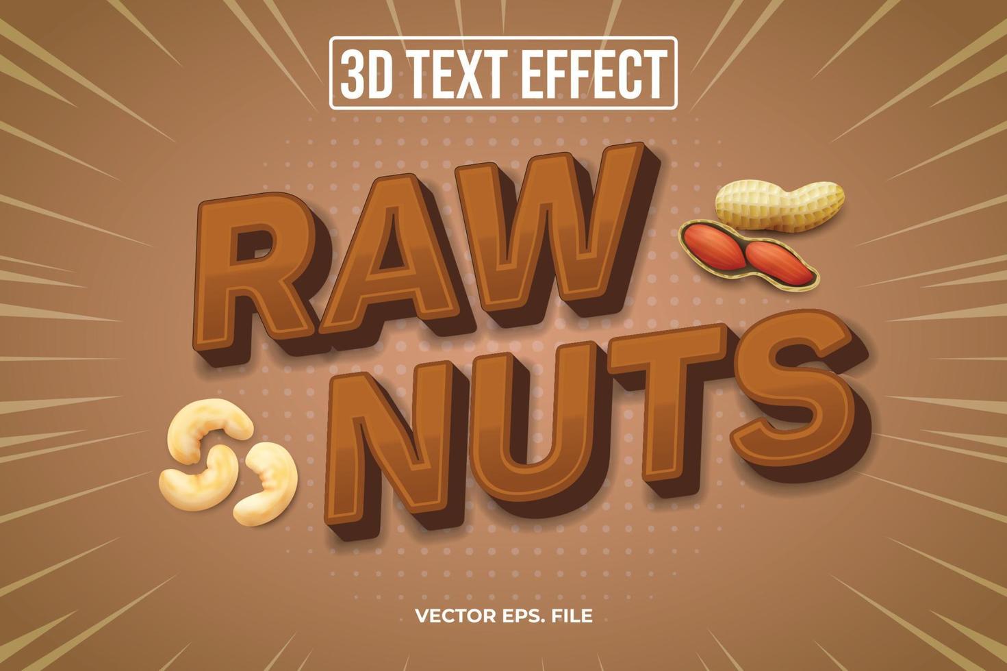 Raw Nuts 3D Text Effects vector