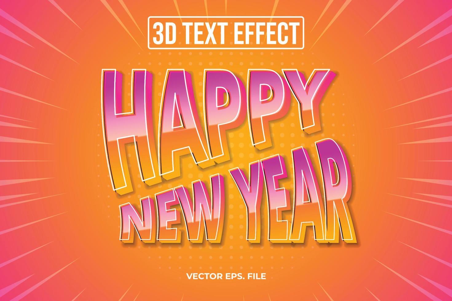 feliz año nuevo efectos de texto 3d editables vector