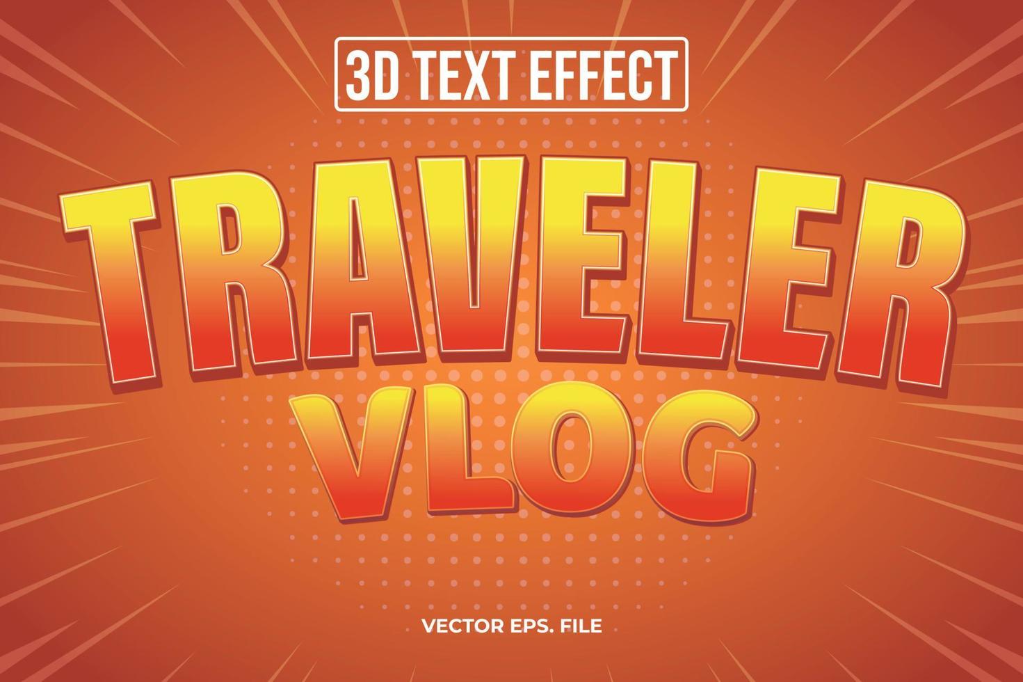 Travel VLOG Editable 3D Text Design vector