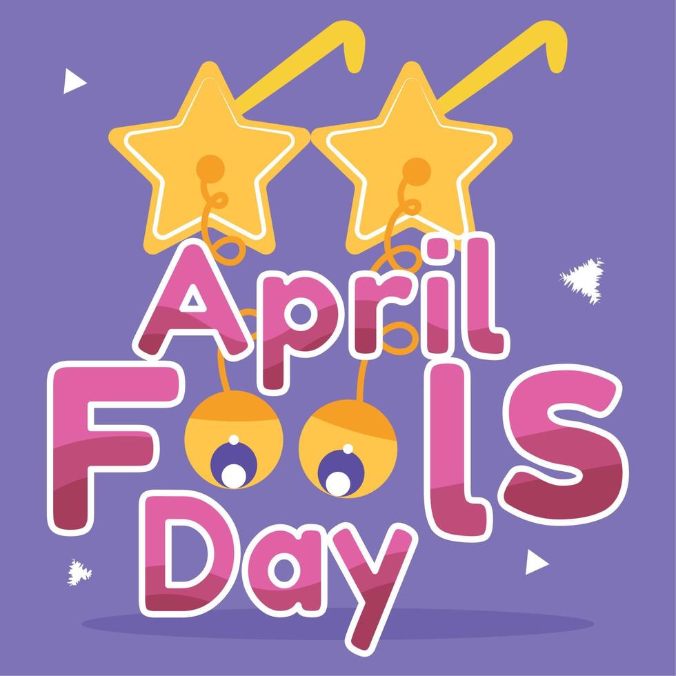 Glasses with hanging eyes April fool template Vector