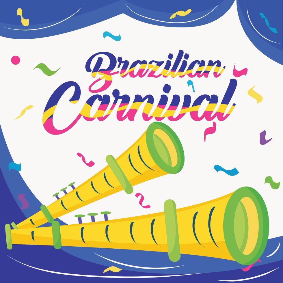 Pair of flutes Brazil carnival poster Vector