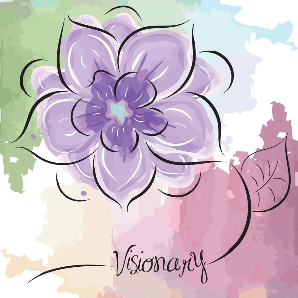 Isolated sketch of violet flower Watercolor background Vector