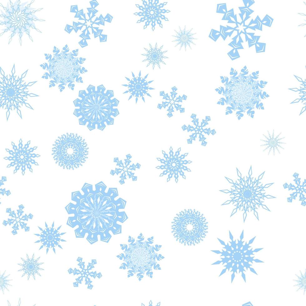 Blue snowflakes on a white background. Christmas. An endless pattern. For wrapping paper. Ideal for wallpaper, surface textures, textiles. vector