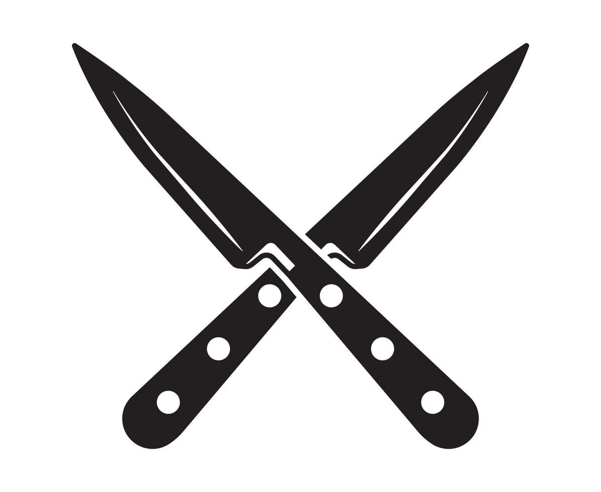 icono de vector plano de cuchillo de cocina cruzado para aplicaciones o sitios web