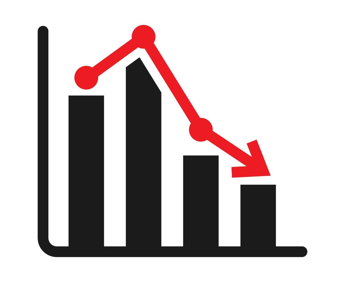 icono plano una caída del mercado bursátil o financiero para aplicaciones o sitios web vector