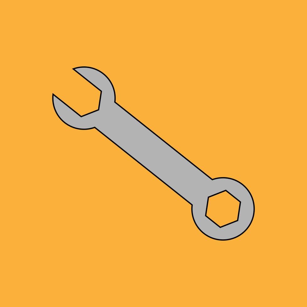 Wrench in flat cartoon style. Vector illustration