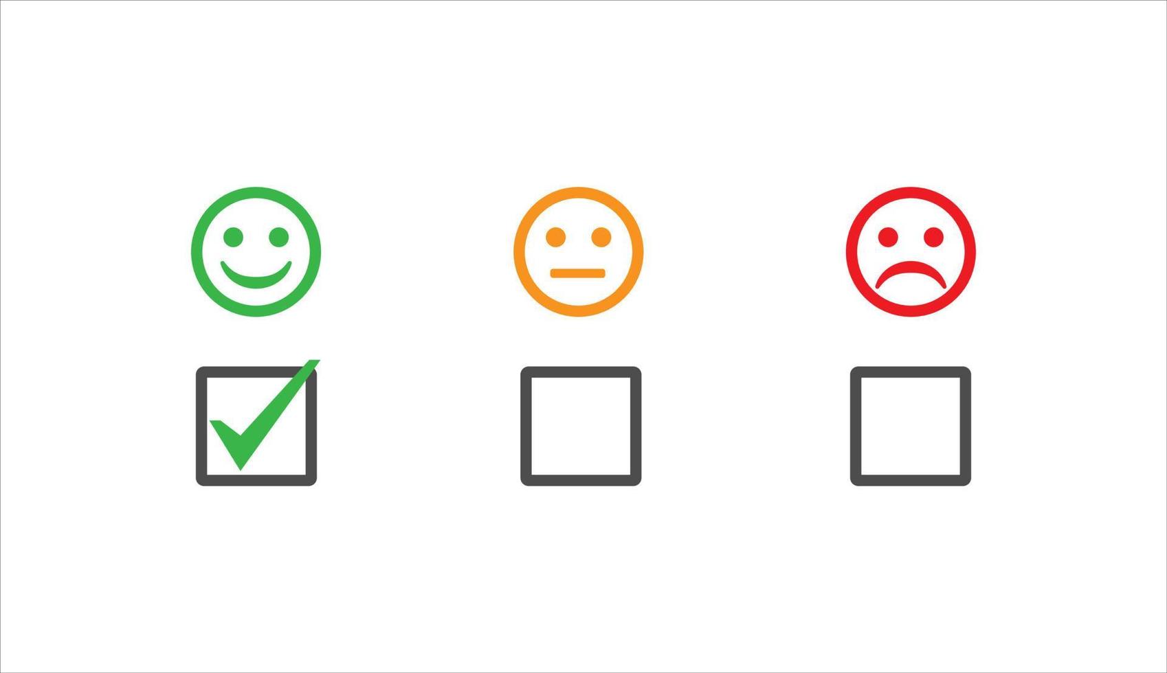 Set of round faces with checkboxes on white background. vector