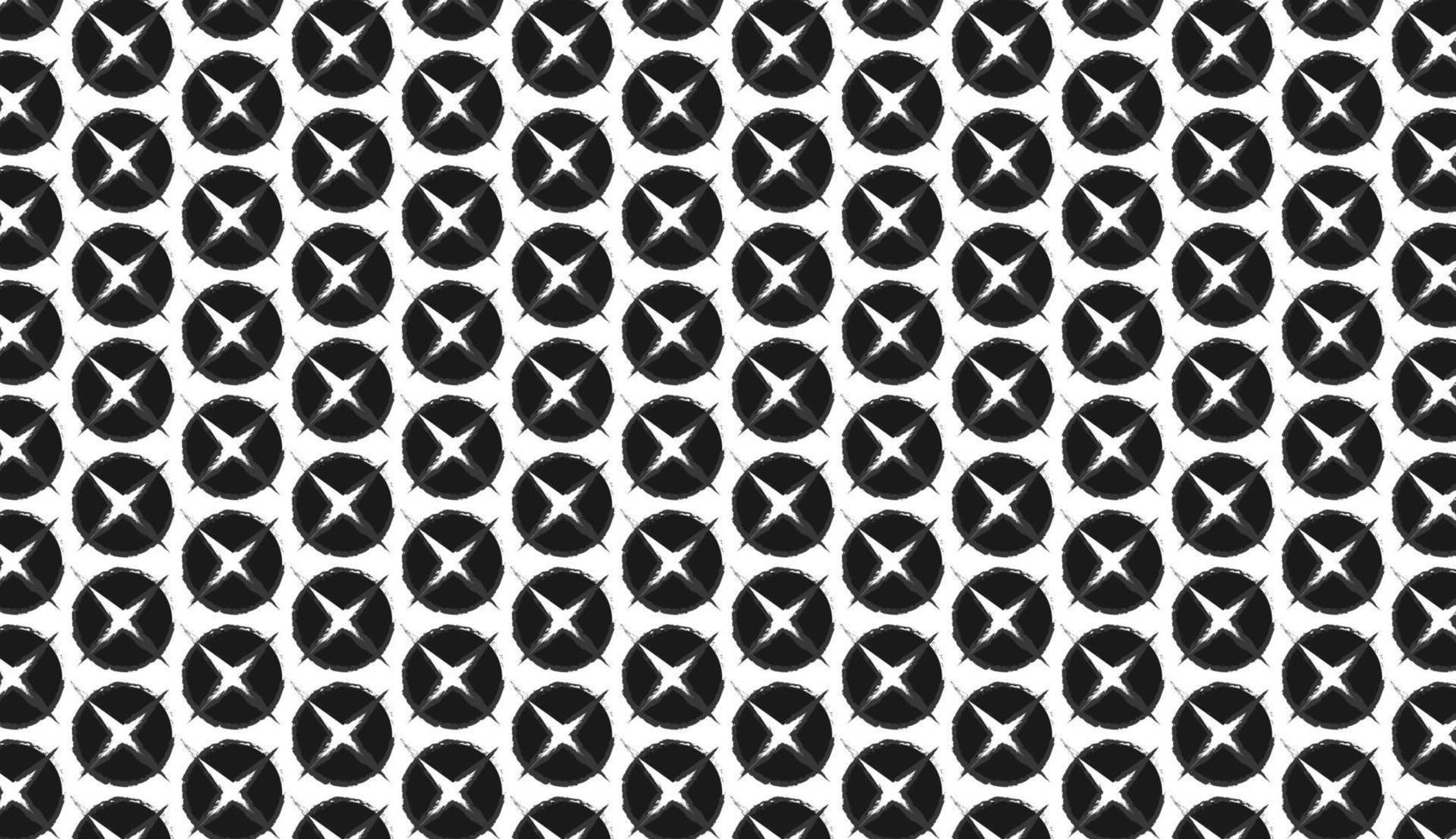 Seamless pattern. Circle and star motif. Simple black and white design. Can be used for posters, brochures, postcards, and other printing needs. Vector illustration