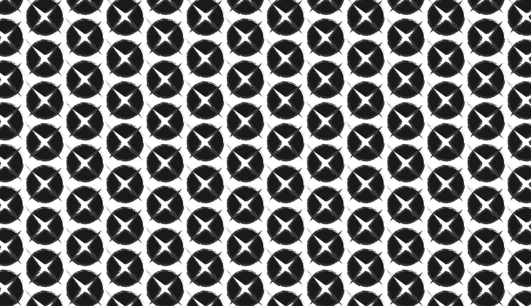 Seamless pattern. Circle and star motif. Simple black and white design. Can be used for posters, brochures, postcards, and other printing needs. Vector illustration