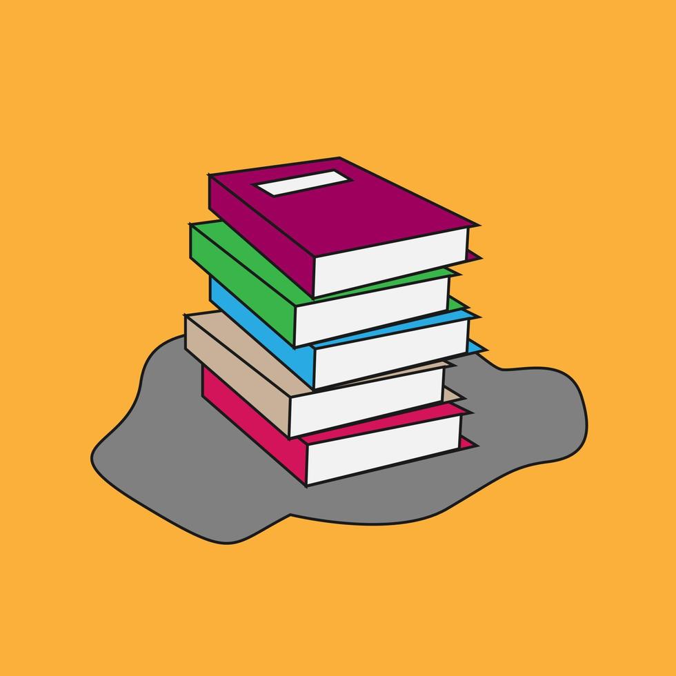 Stacks of books for reading, pile of textbooks for education. Colored flat vector illustration isolated on background