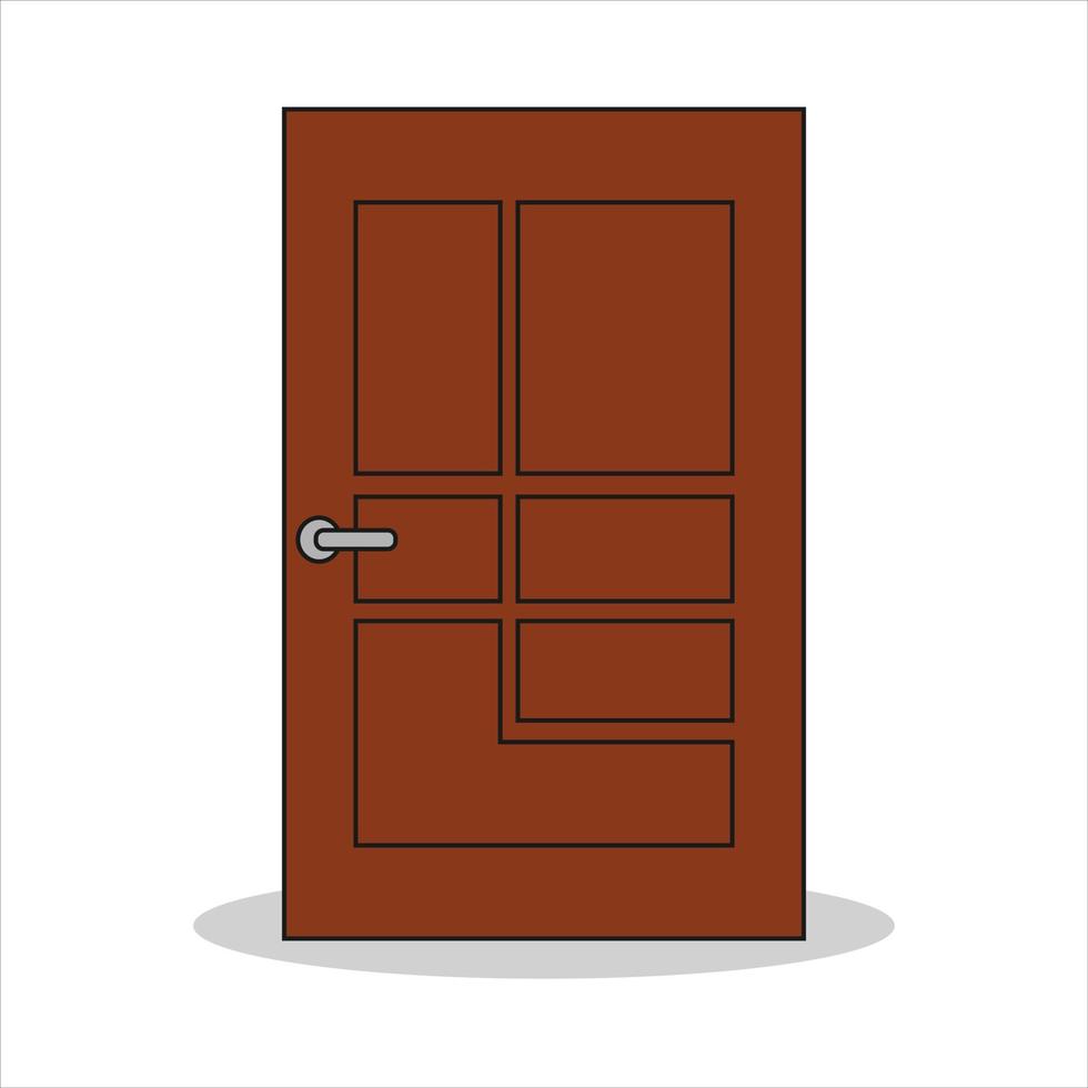 puerta de madera al estilo de las caricaturas planas. ilustración vectorial vector