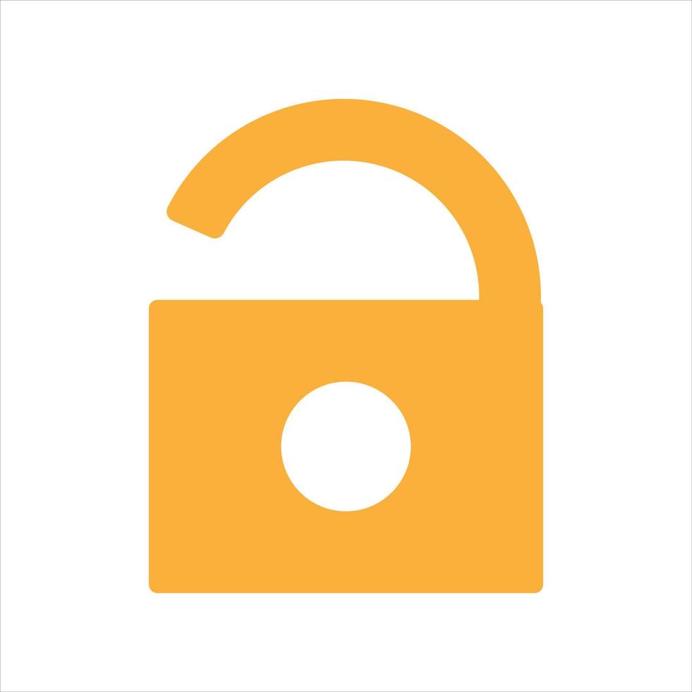 Simple unlock icon in orange color. Vector illustration