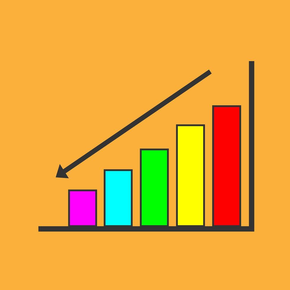 Vector illustration of marketing analytics bar chart it's going down