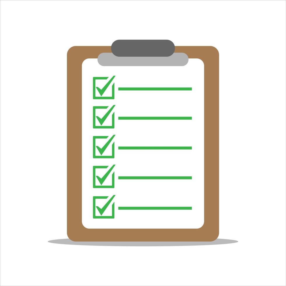 Successfully complete business assignments icon. checklist on clipboard paper. Vector illustration.