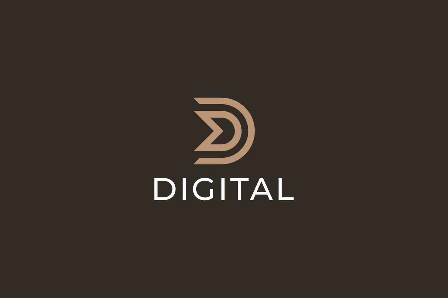 letra d color marrón simple y diseño de logotipo de empresa creativa de arte lineal vector