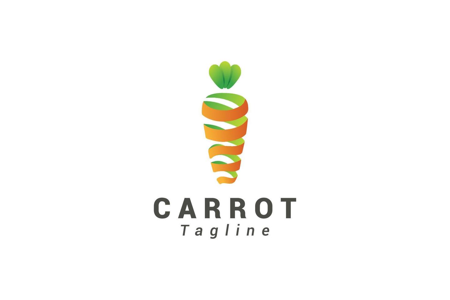 Carrot 3d ribbon realistic logo vector