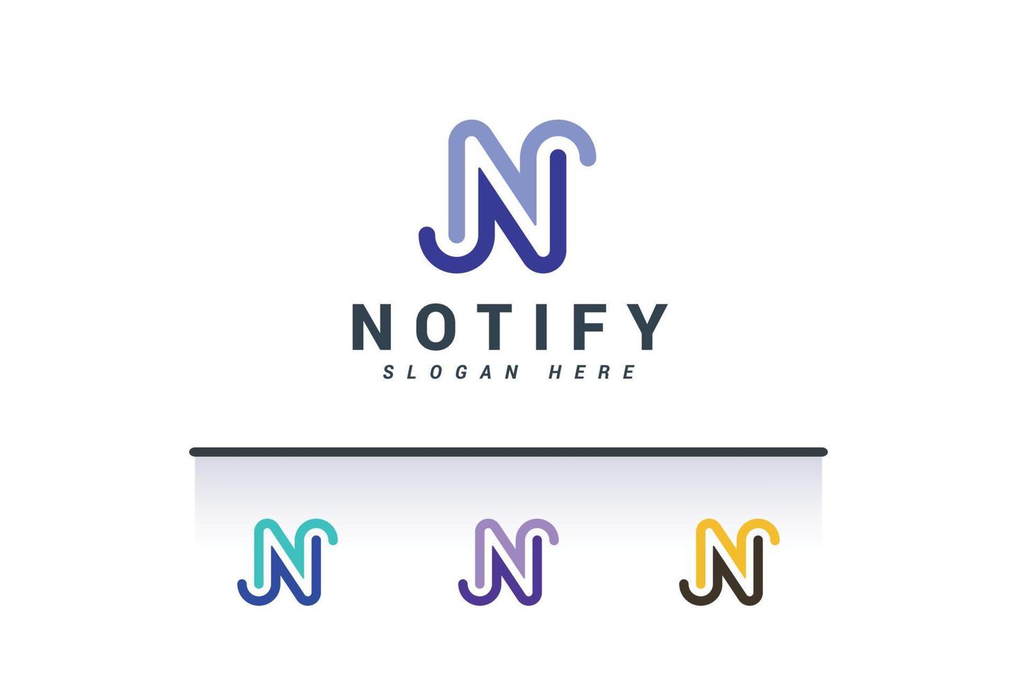 Letter N simple line art logo vector