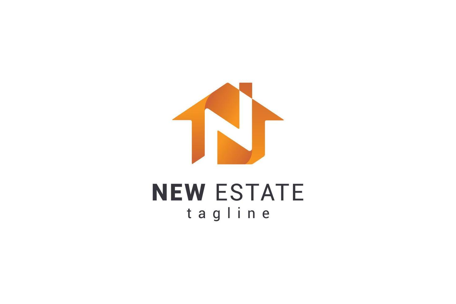 Letter N creative orange color modern real estate logo vector