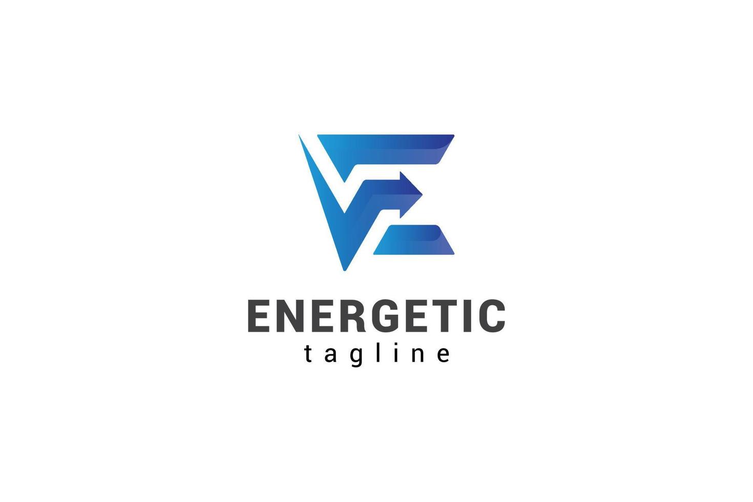 Letter E creative blue color arrow direction technological logo vector