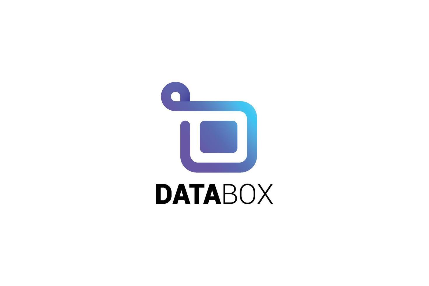 Letter D digital data box blue color logo vector