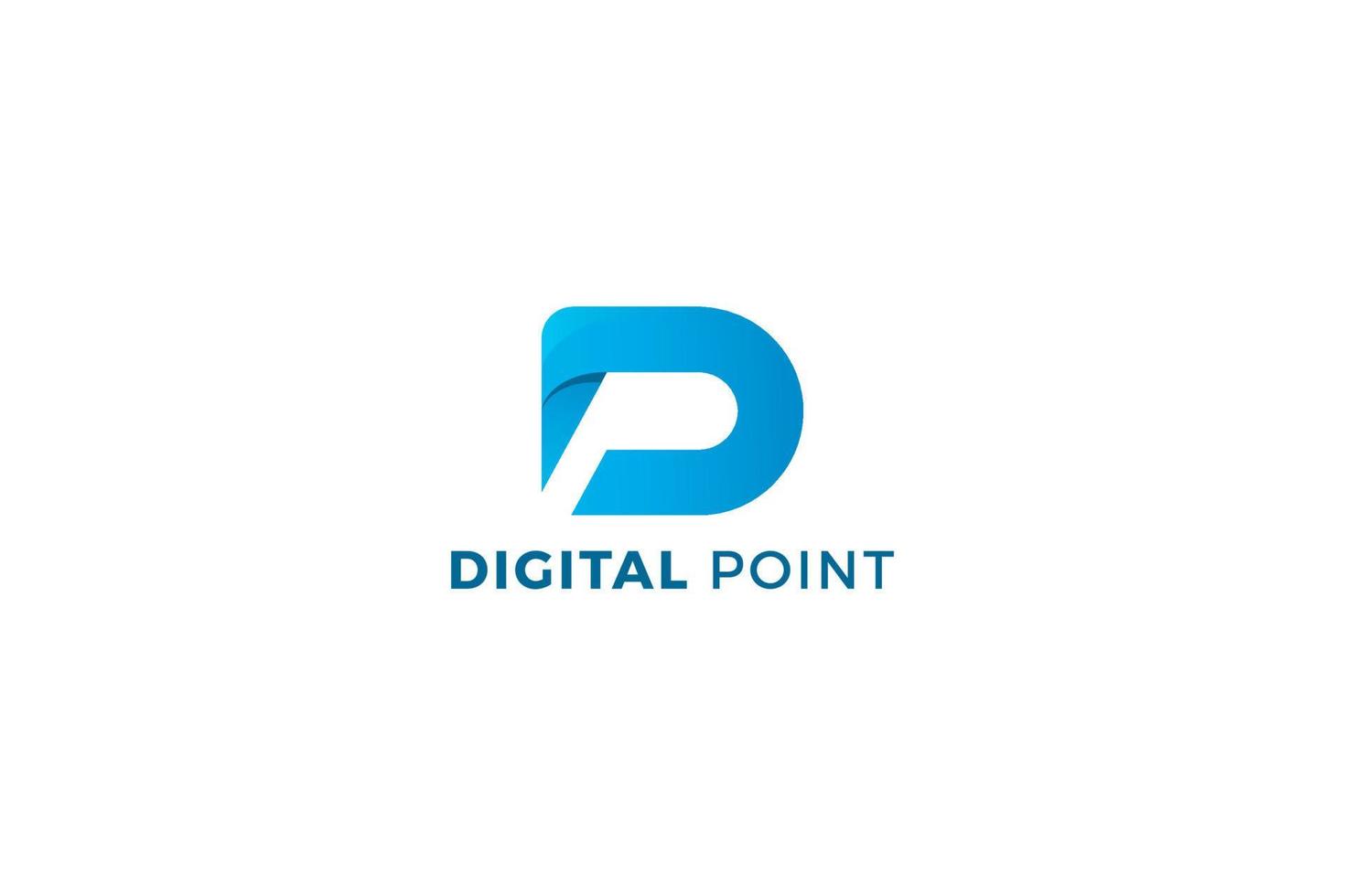 letra d y p color azul creativo punto digital 3d logotipo de empresa tecnológica vector