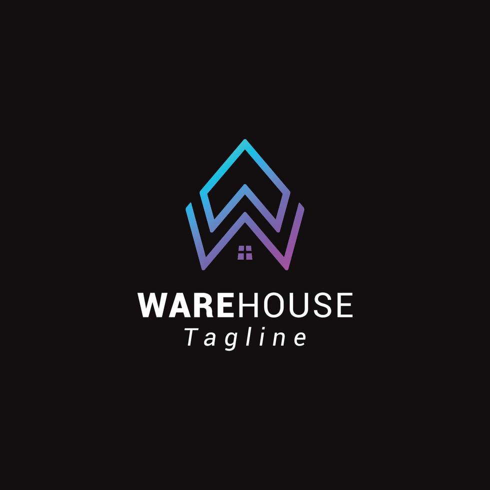 Letter W creative line art warehouse logo vector