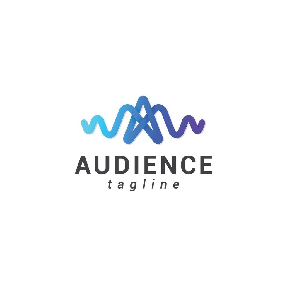 Letter A creative audience sound wave logo vector