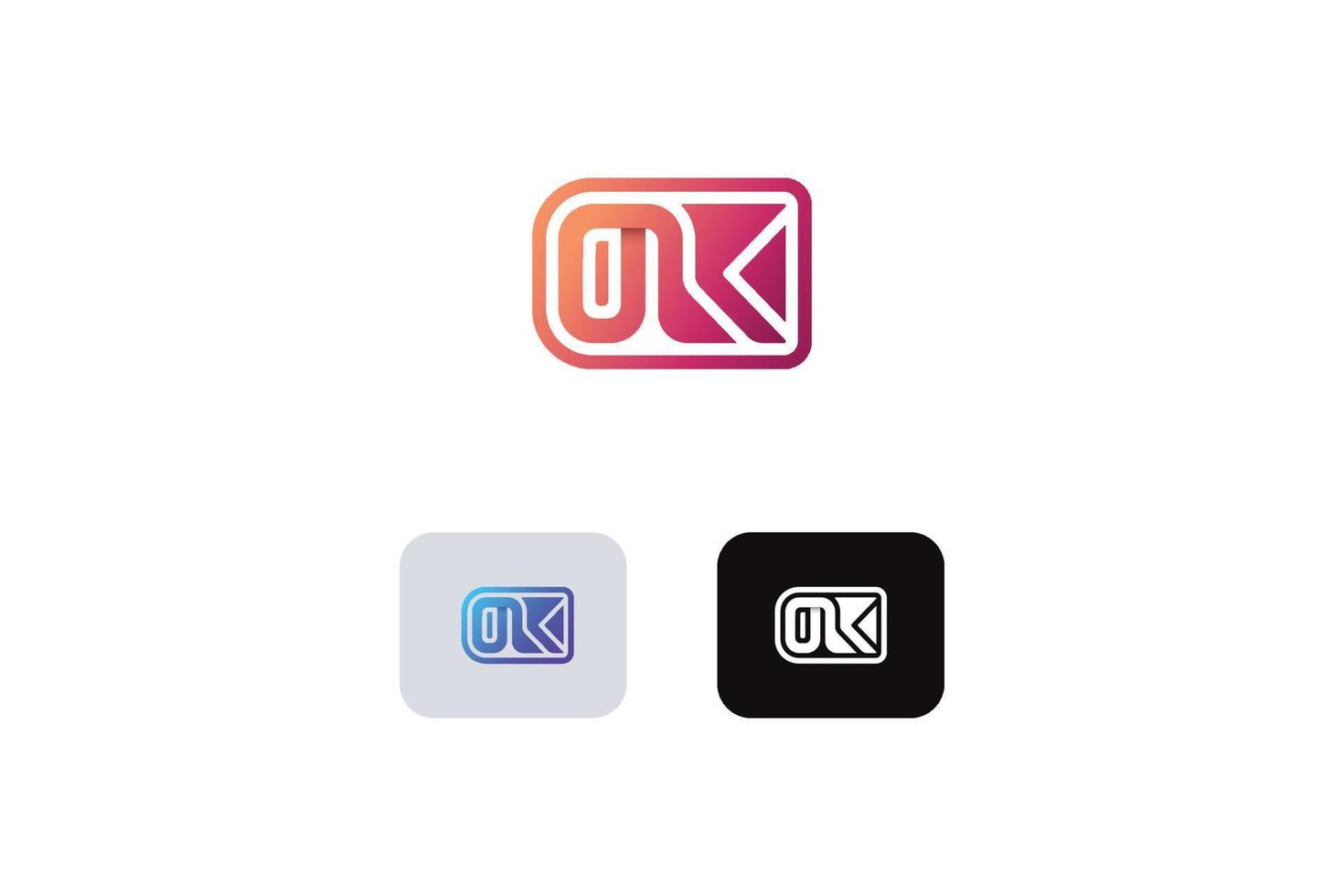 Letter OK modern logo vector