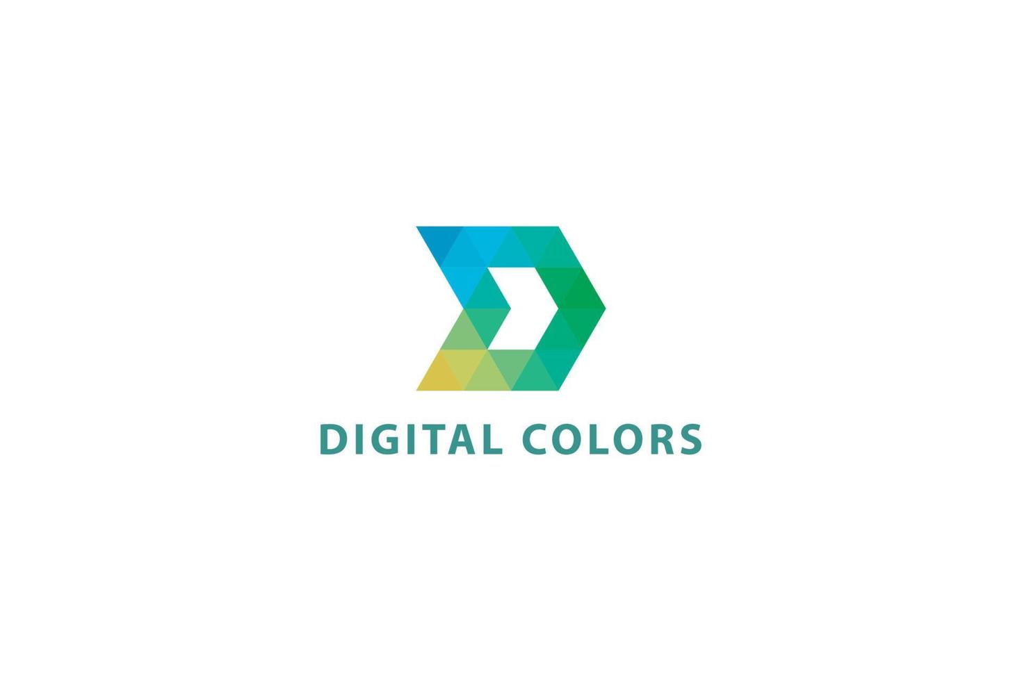 letra d color verde sistema de cuadrícula simple logotipo de empresa tecnológica vector