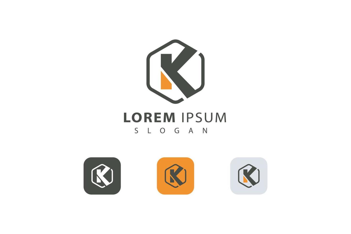 logotipo de empresa corporativa simple y minimalista hexagonal creativa letra k vector