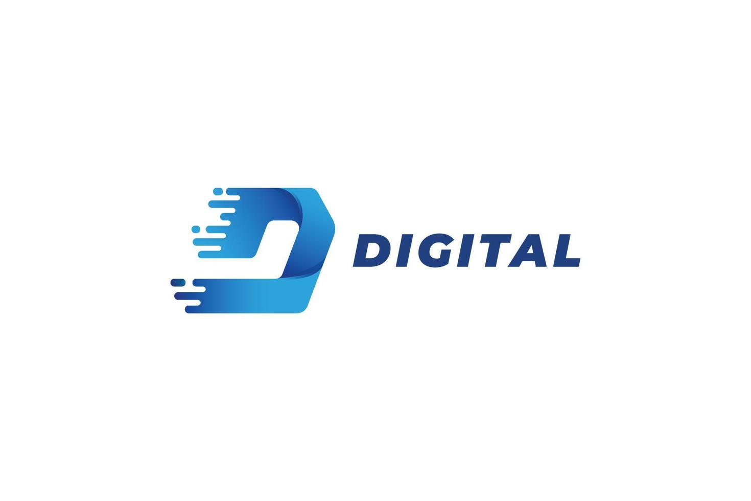 logotipo de movimiento de negocio digital de color azul letra d 3d vector