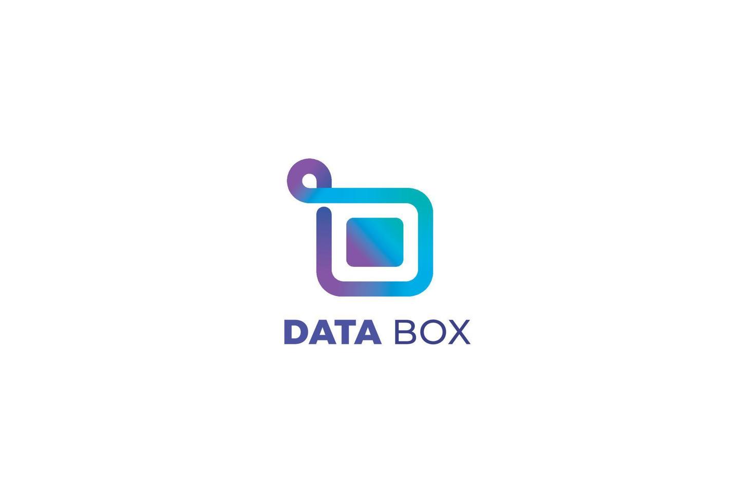 Letter D digital data box blue color logo vector