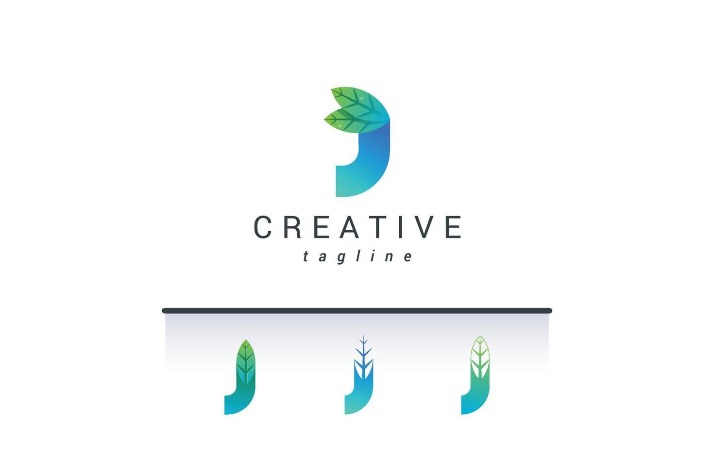 Letter J natural leafy logo vector