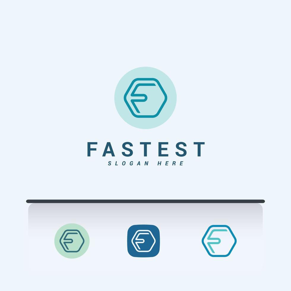 Letter F simple line art logo vector