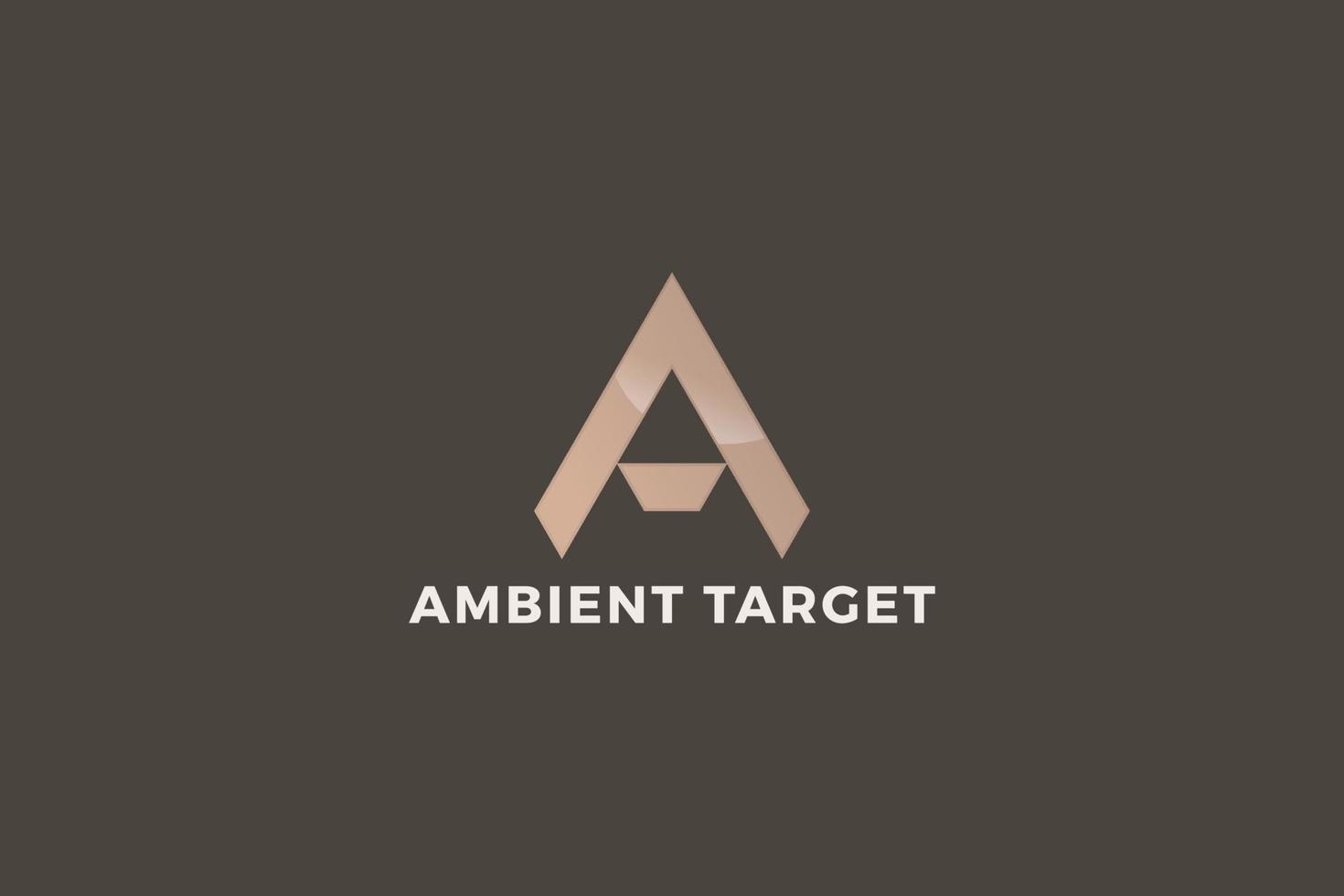 Letter A creative 3d brown color ambient target technological business logo vector