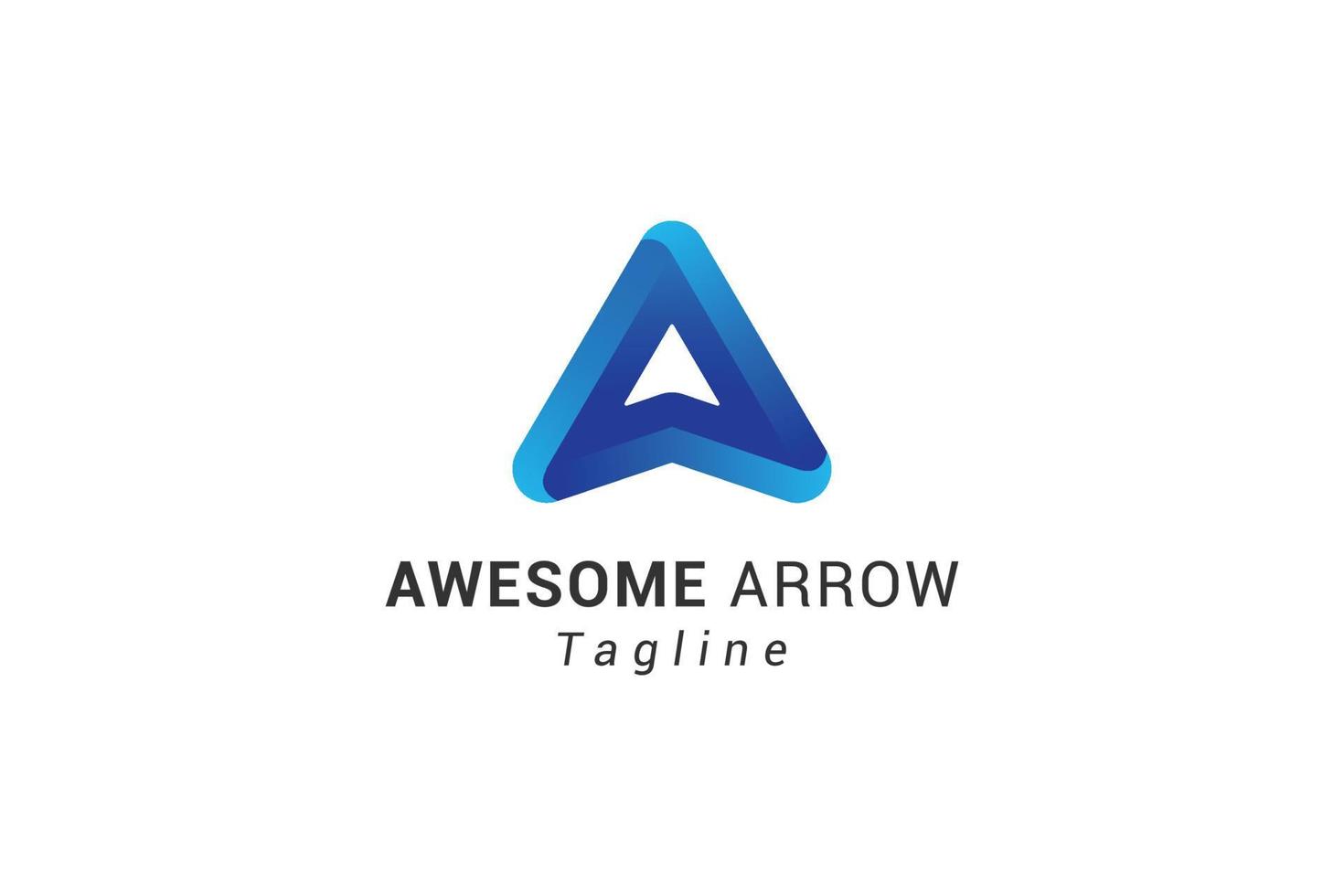Letter A creative 3d blue technological arrow logo vector