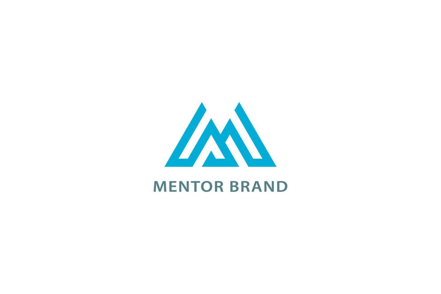 Letter M creative blue color flat modern line art technological corporate logo vector