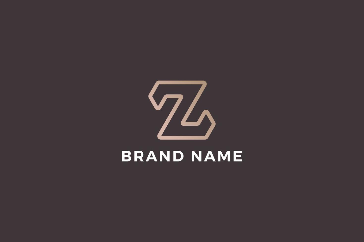 letra z color marrón arte de línea creativa increíble logotipo de empresa único vector