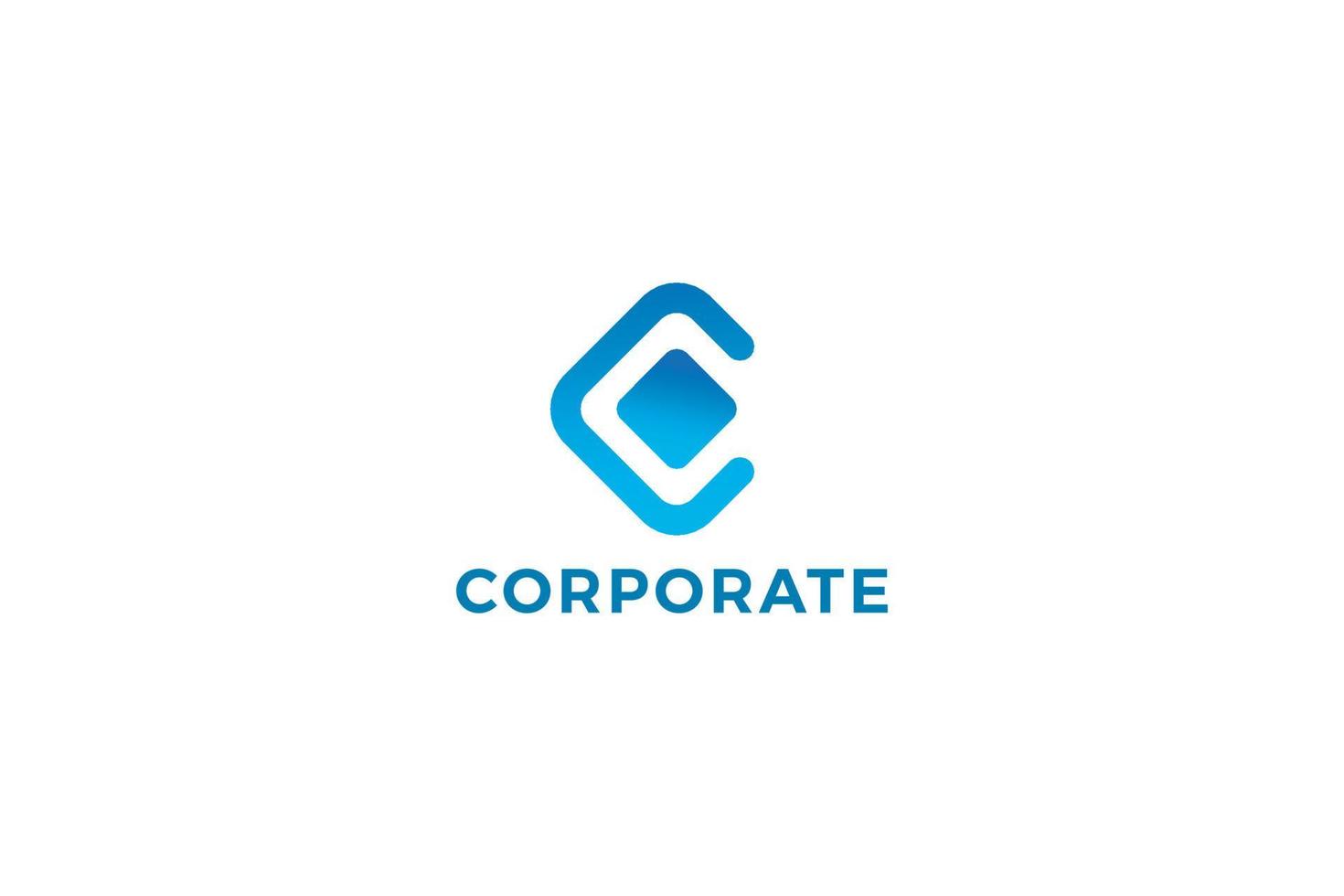 Letter C blue color cubic box technological business logo vector