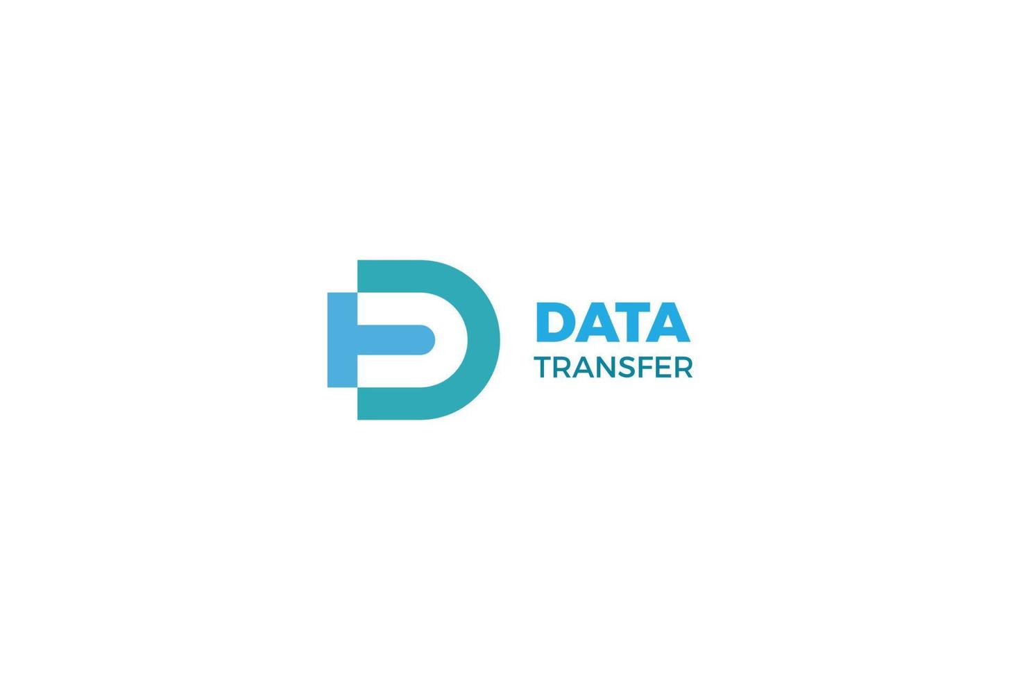 logotipo de transferencia de datos de letra d y t para empresa vector