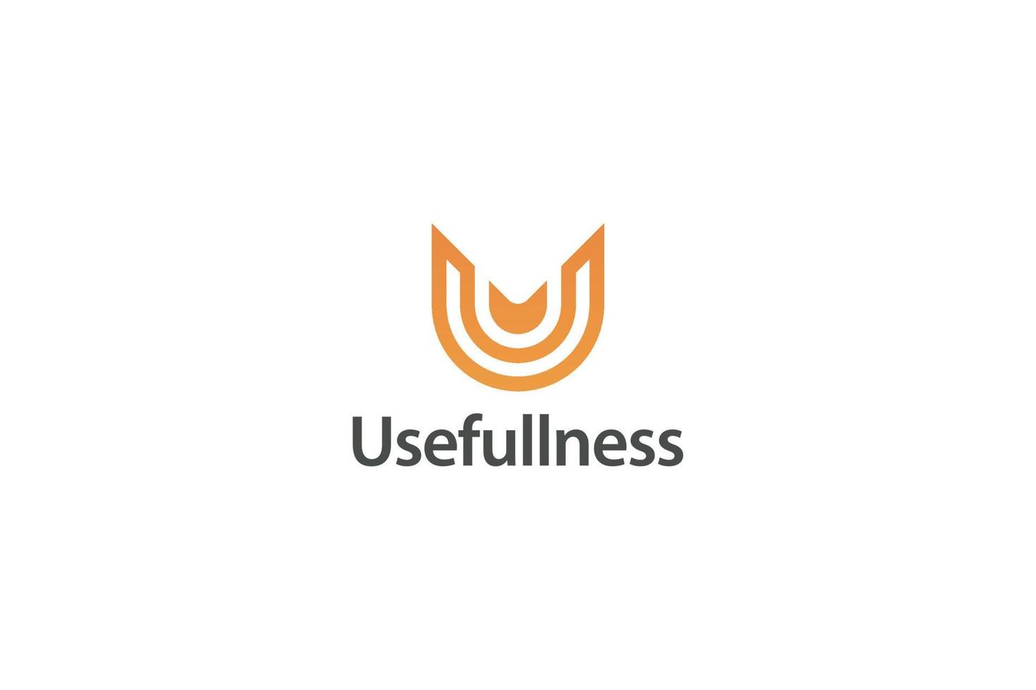 Letter U orange color simple and line art Technological business logo vector