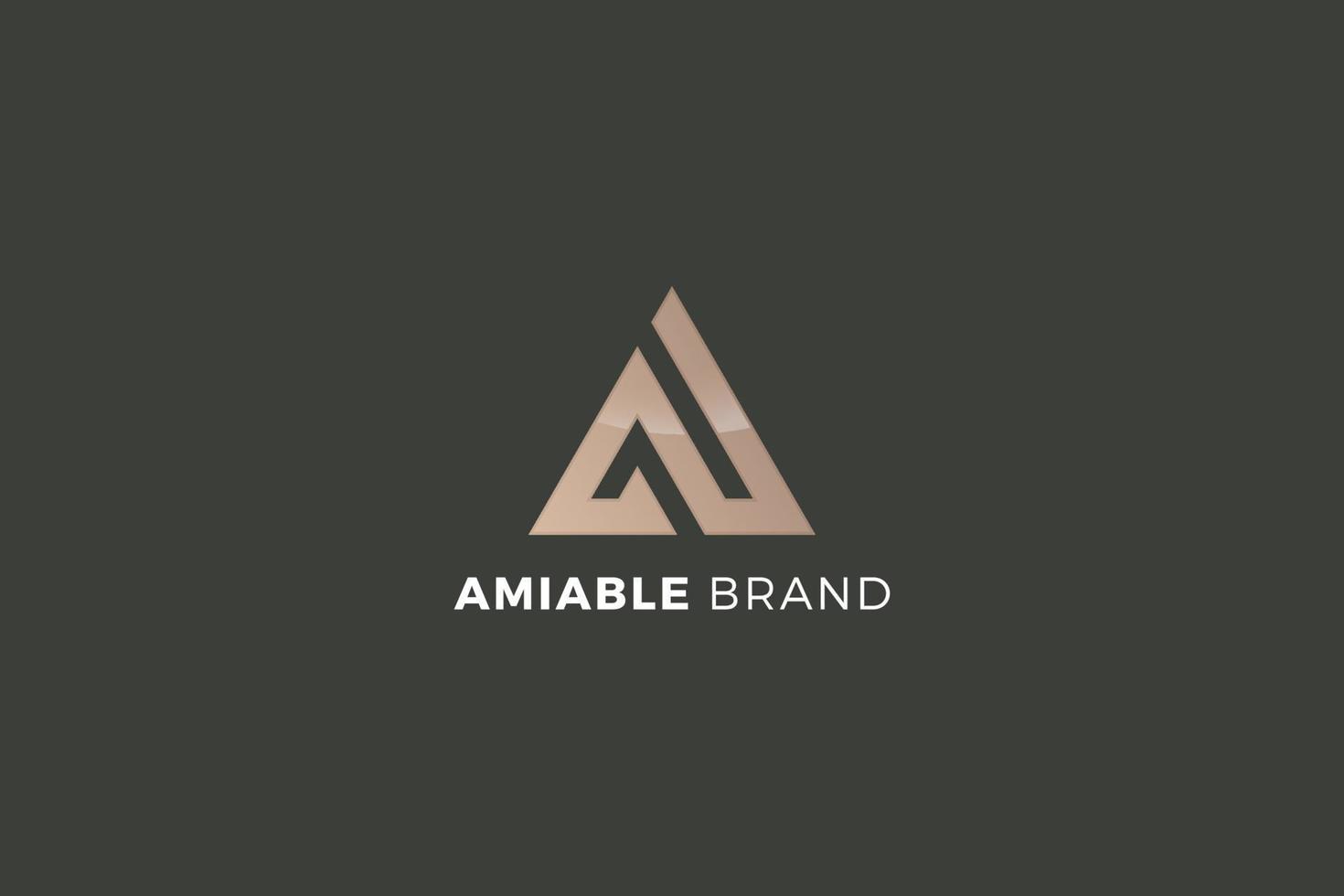 Letter A brown color 3d creative aesthetic glittering arrow direction technological logo vector