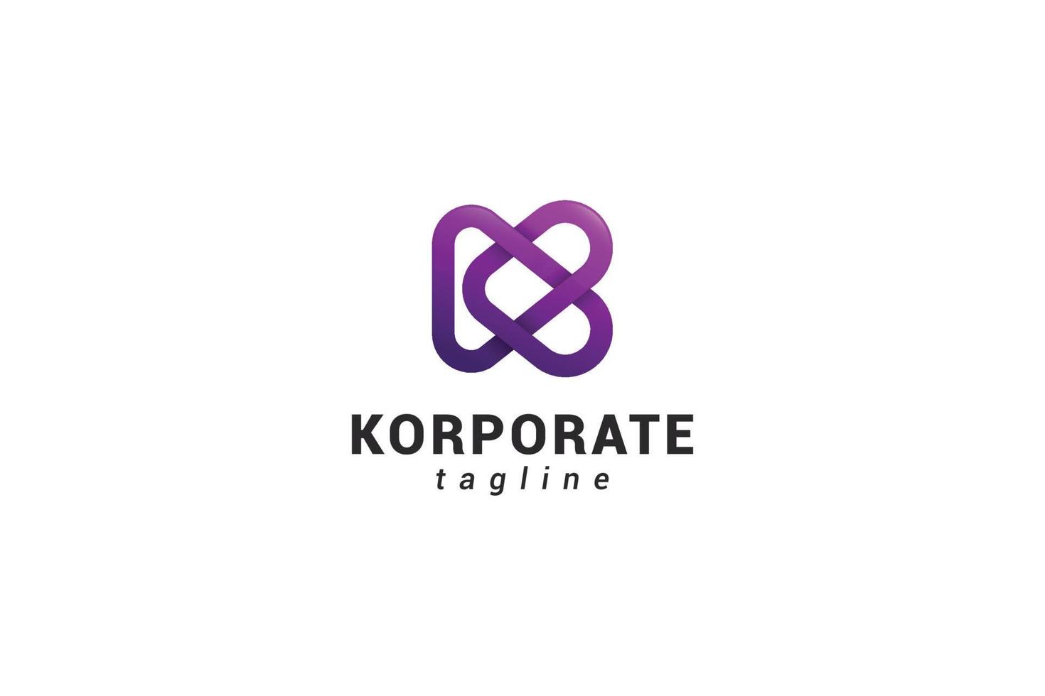 logotipo tecnológico de color rosa creativo de la letra k vector