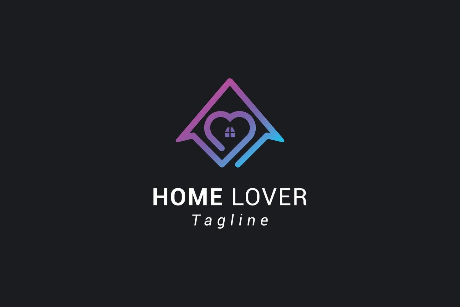 amante del hogar arte de línea simple logotipo de bienes raíces vector