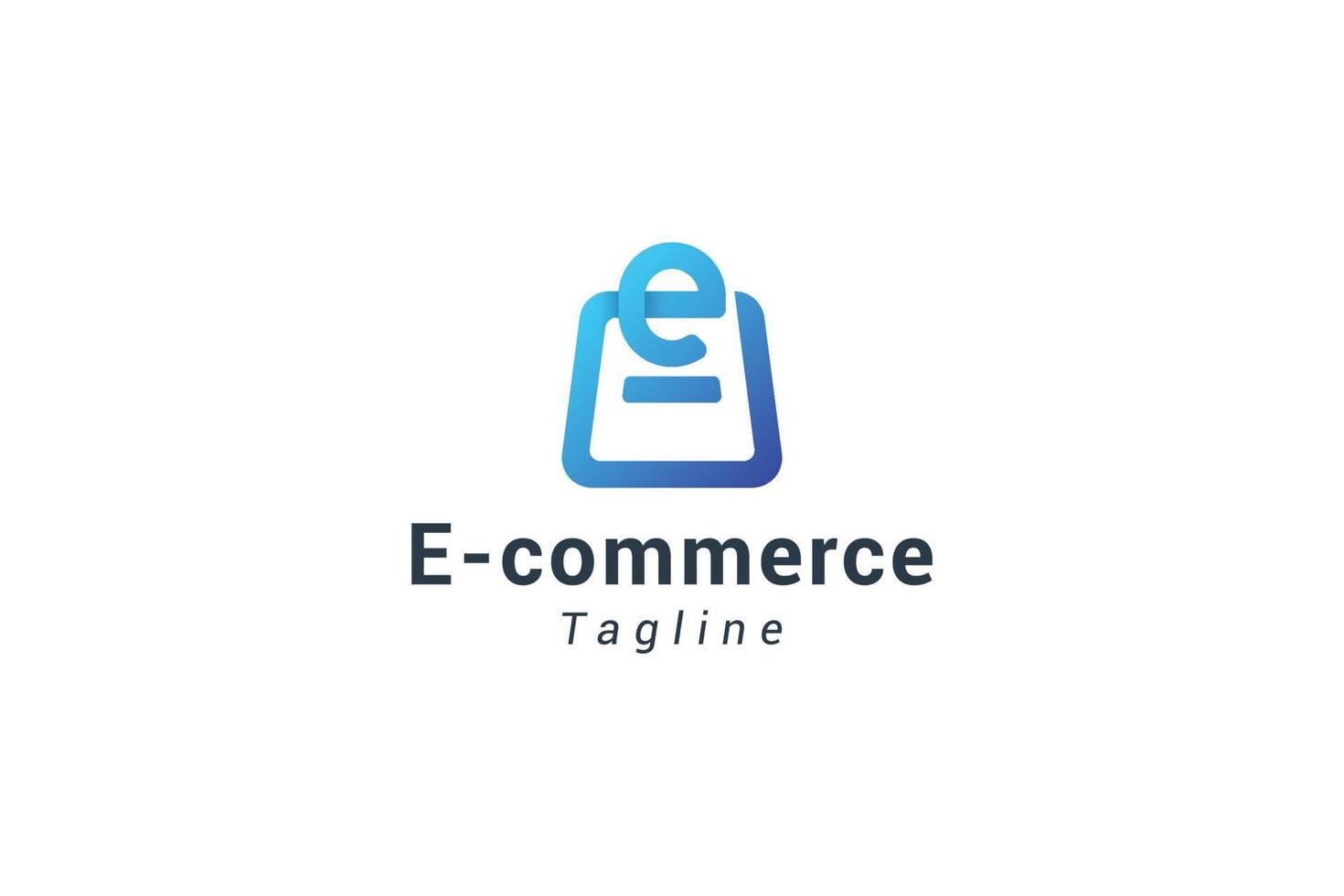 logotipo de bolsa de compras de comercio electrónico creativo de letra e vector