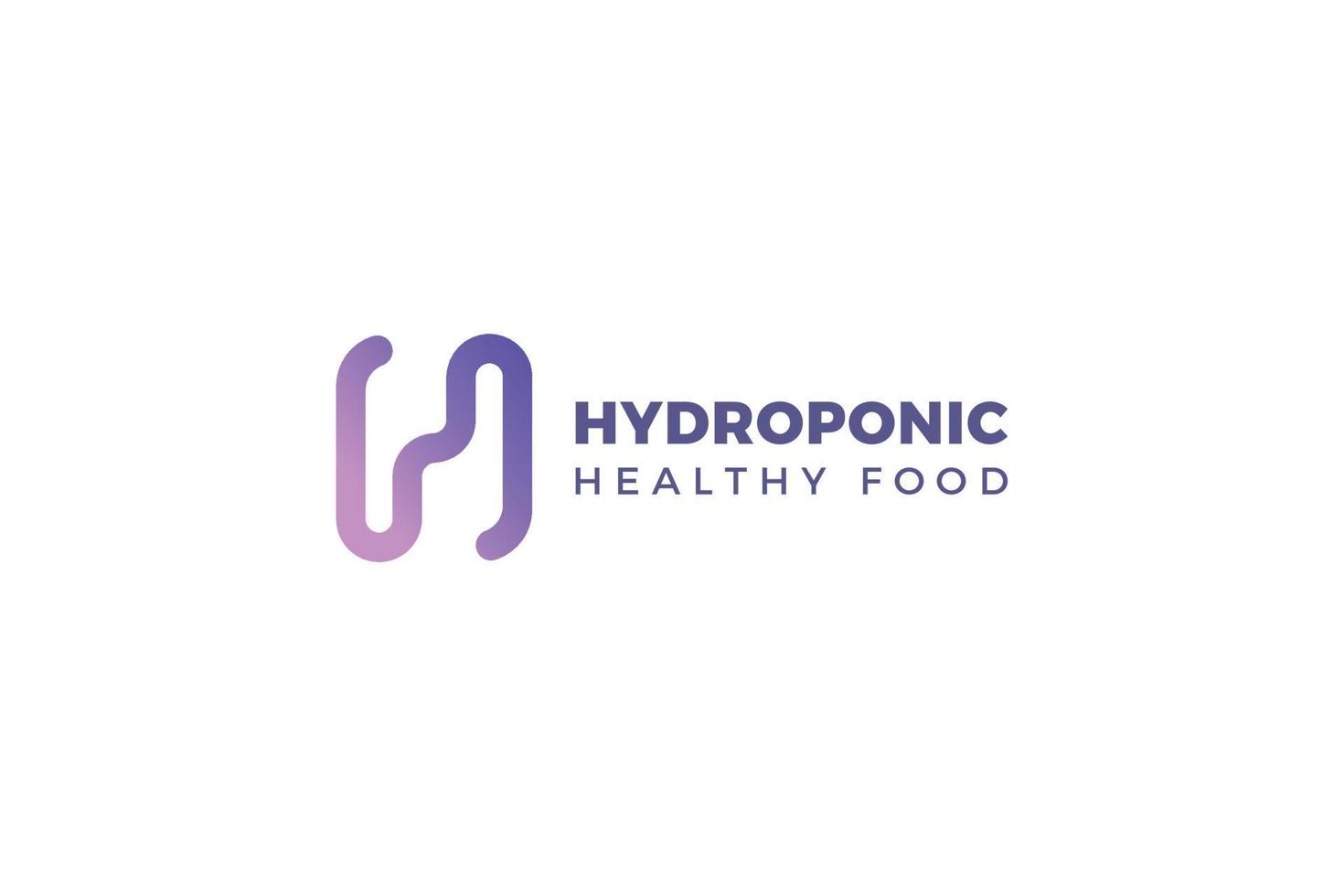 letra h logotipo de empresa de alimentos saludables hidropónicos vector
