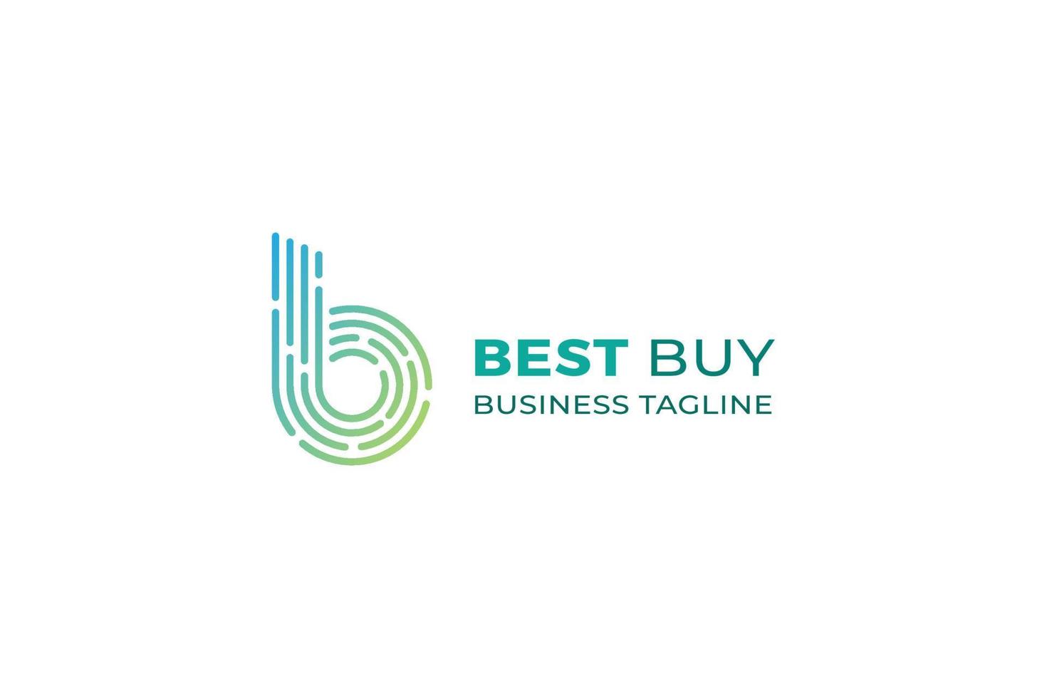 Letter b green color simple and line art business logo vector