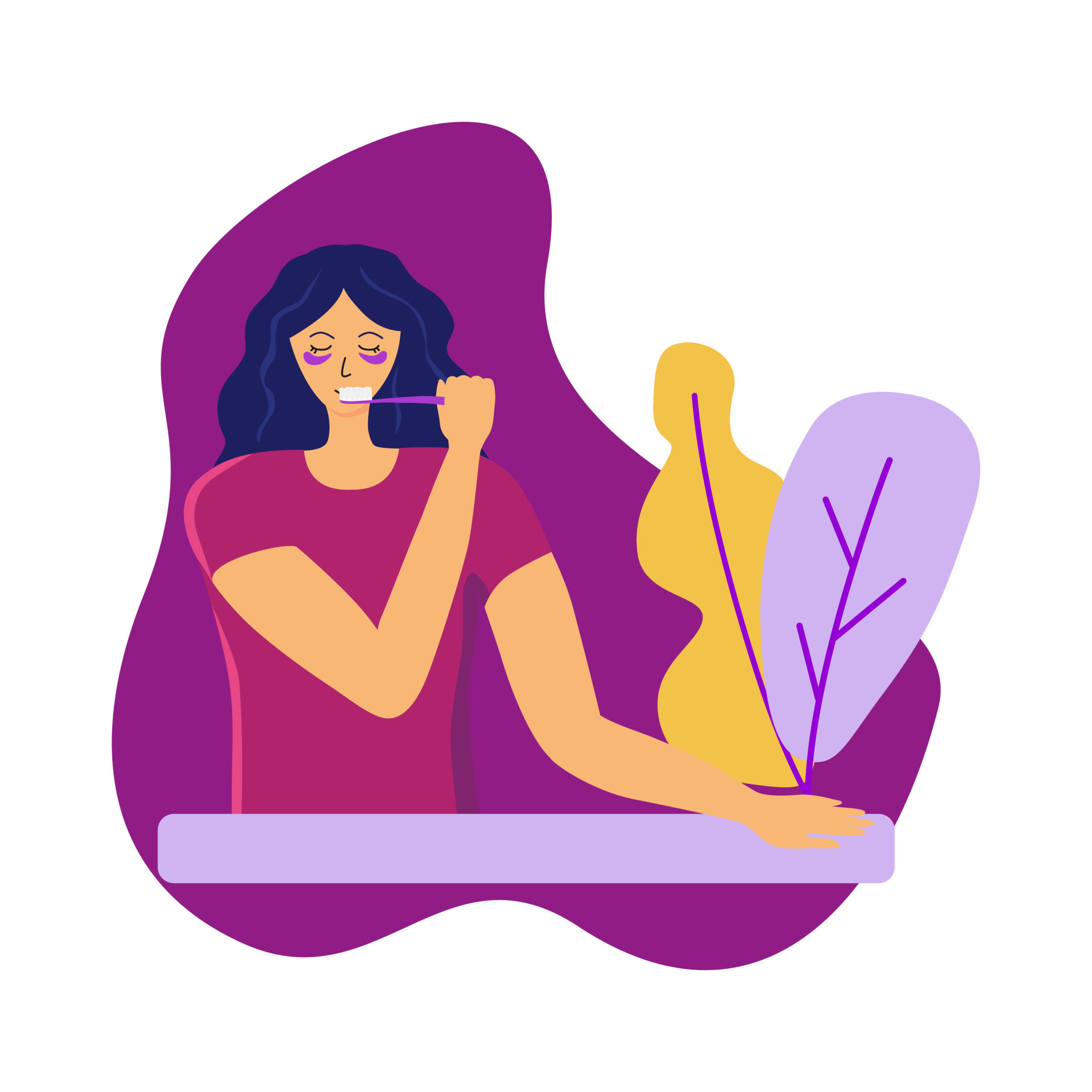 Young woman brush teeth vector flat illustration 6623566 Vector Art at