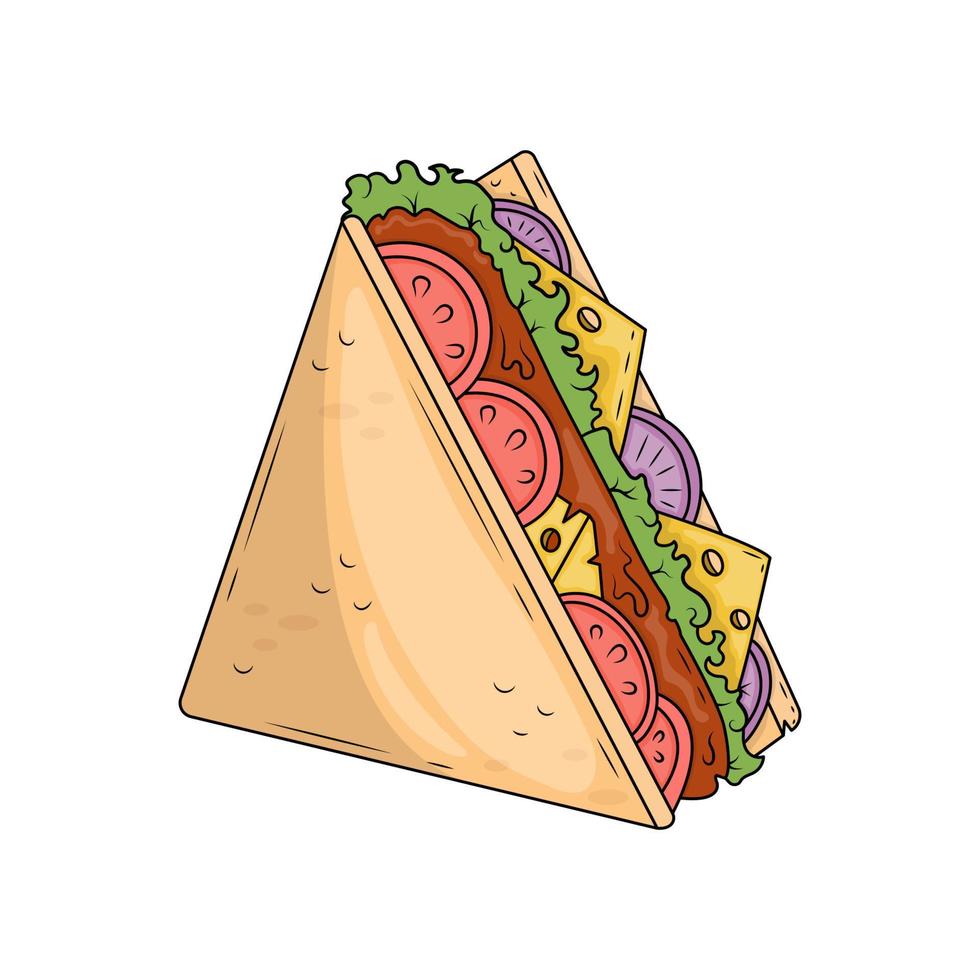 Single triangle sandwich on white background. vector